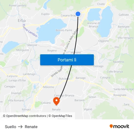 Suello to Renate map