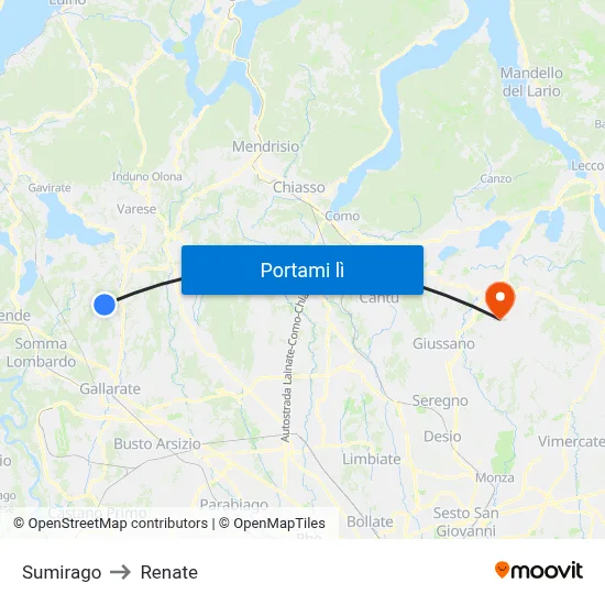 Sumirago to Renate map