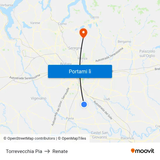 Torrevecchia Pia to Renate map