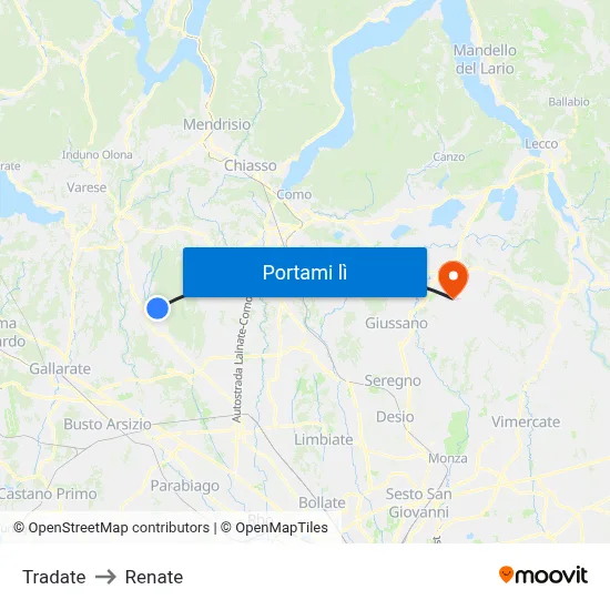 Tradate to Renate map