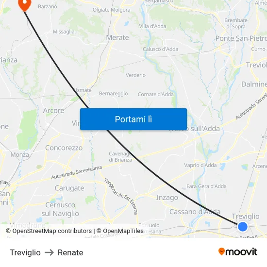 Treviglio to Renate map