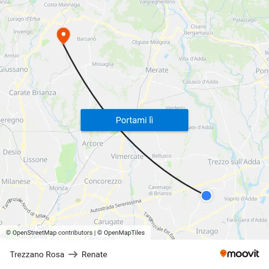 Trezzano Rosa to Renate map