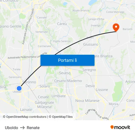 Uboldo to Renate map