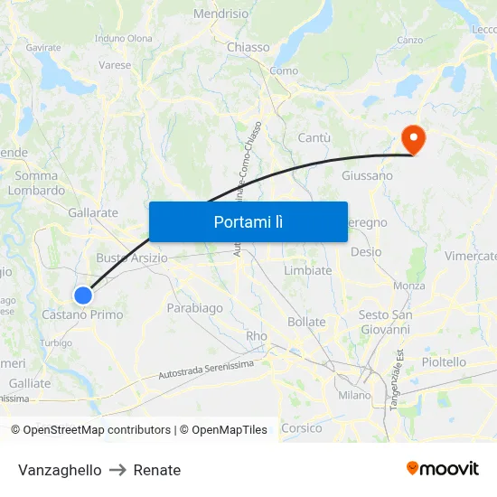 Vanzaghello to Renate map