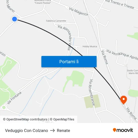 Veduggio Con Colzano to Renate map