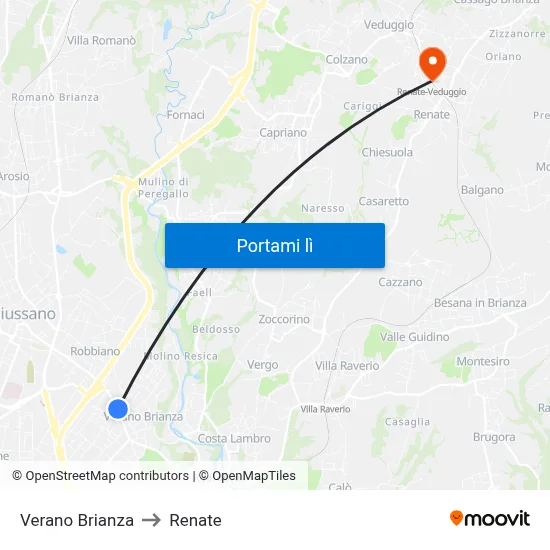 Verano Brianza to Renate map