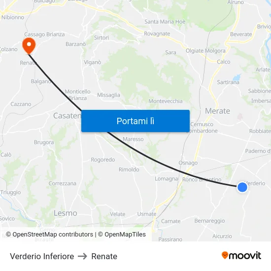 Verderio Inferiore to Renate map