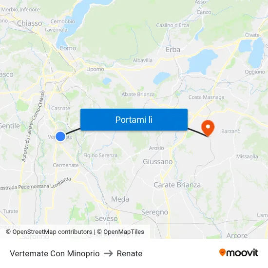 Vertemate Con Minoprio to Renate map