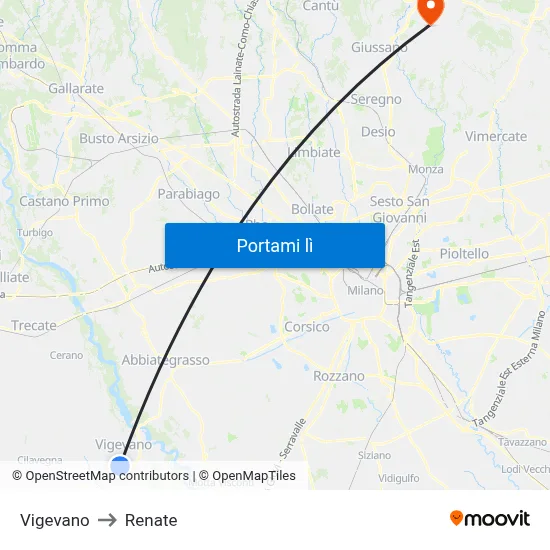 Vigevano to Renate map