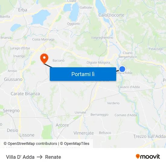 Villa D' Adda to Renate map
