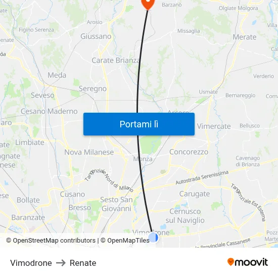 Vimodrone to Renate map