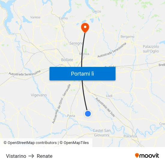 Vistarino to Renate map