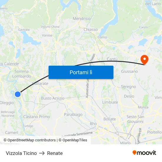 Vizzola Ticino to Renate map