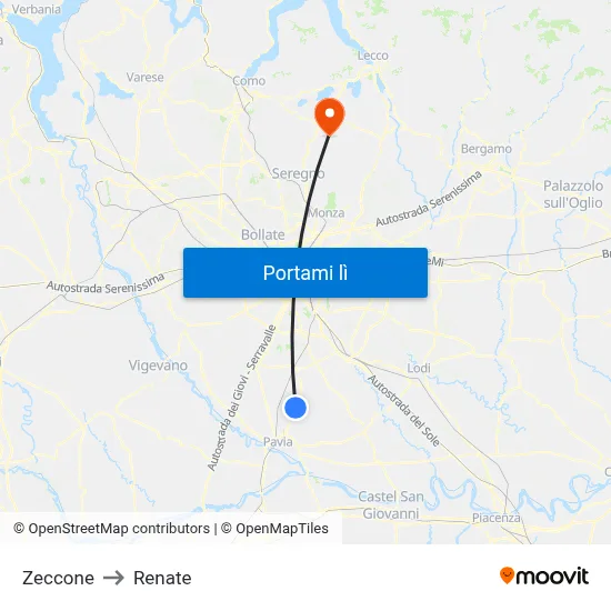 Zeccone to Renate map