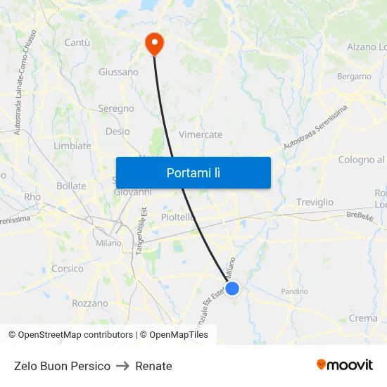Zelo Buon Persico to Renate map