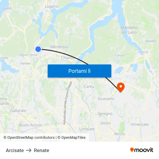 Arcisate to Renate map