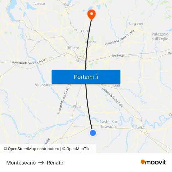 Montescano to Renate map