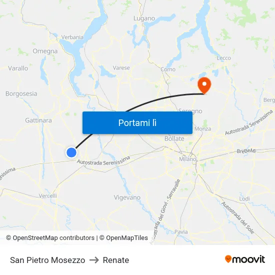 San Pietro Mosezzo to Renate map