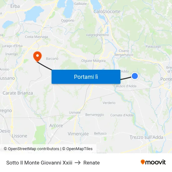 Sotto Il Monte Giovanni Xxiii to Renate map