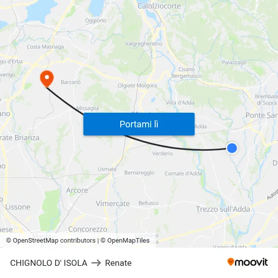 CHIGNOLO D' ISOLA to Renate map