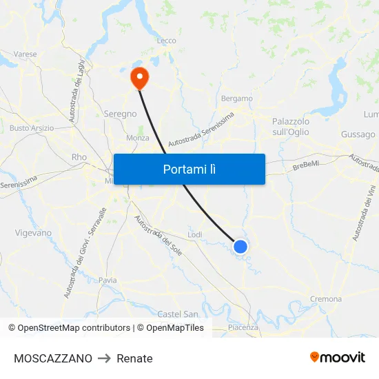 MOSCAZZANO to Renate map