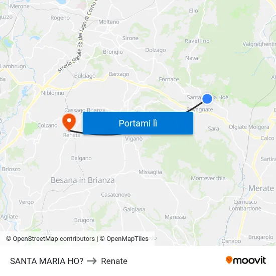 SANTA MARIA HO? to Renate map