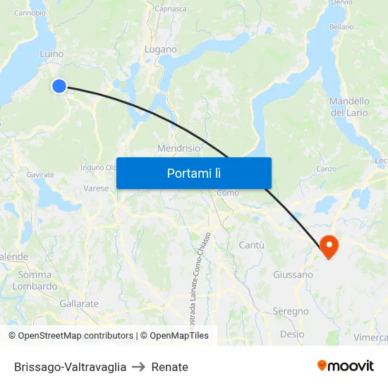 Brissago-Valtravaglia to Renate map