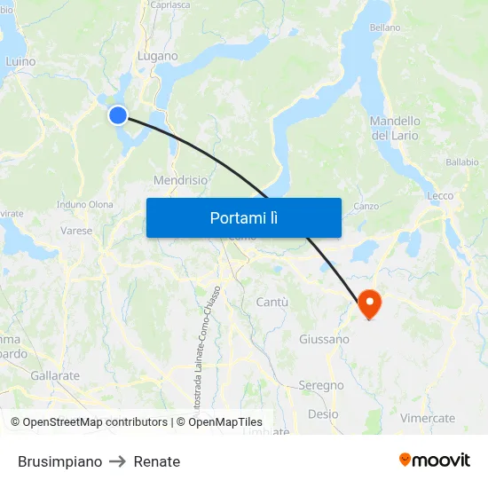 Brusimpiano to Renate map