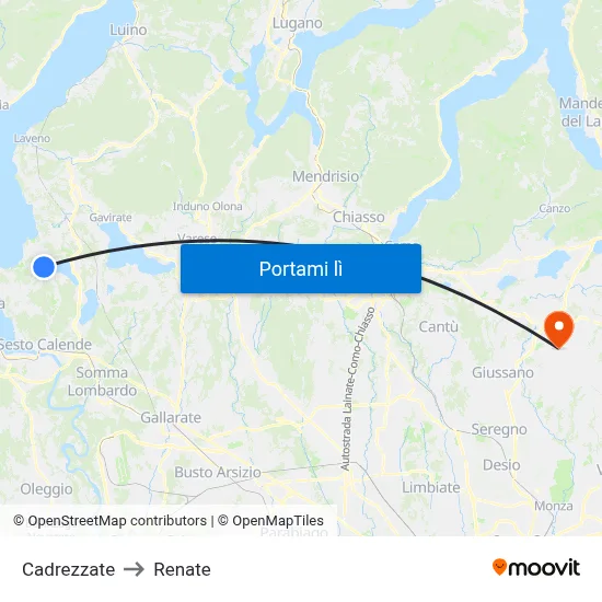 Cadrezzate to Renate map