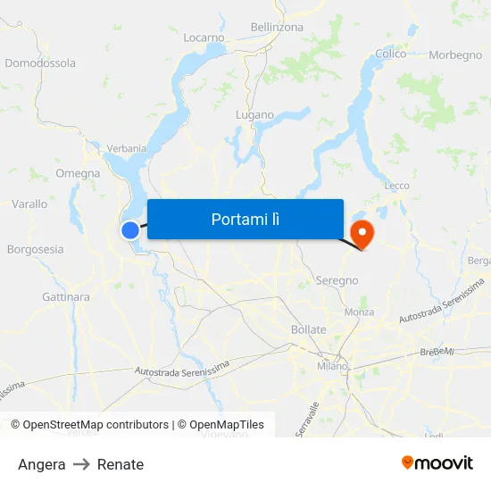 Angera to Renate map