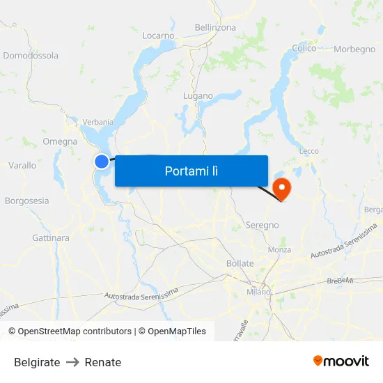 Belgirate to Renate map