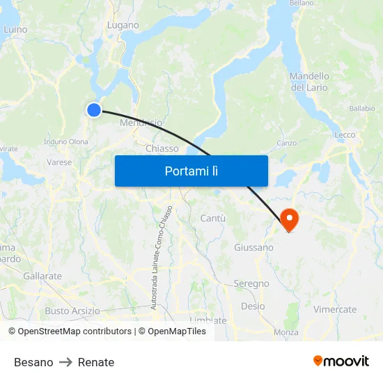 Besano to Renate map