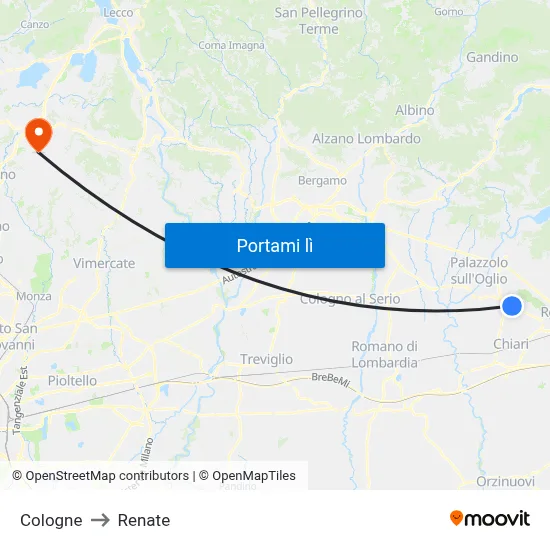 Cologne to Renate map