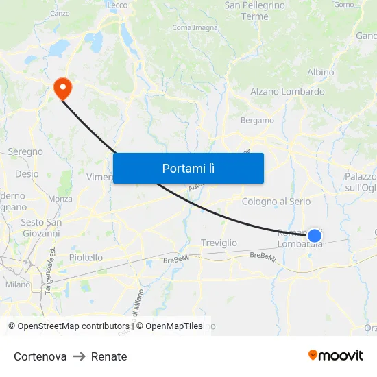 Cortenova to Renate map
