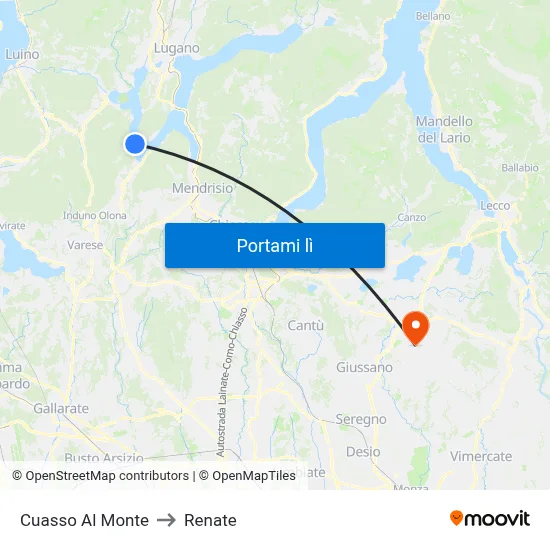 Cuasso Al Monte to Renate map