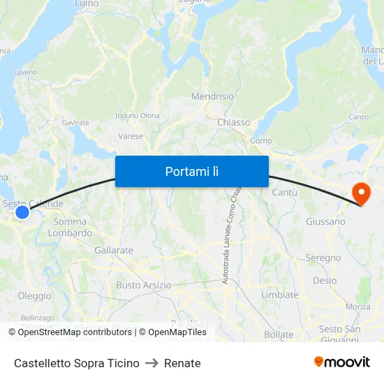 Castelletto Sopra Ticino to Renate map