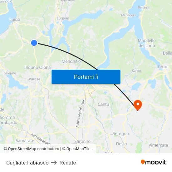 Cugliate-Fabiasco to Renate map