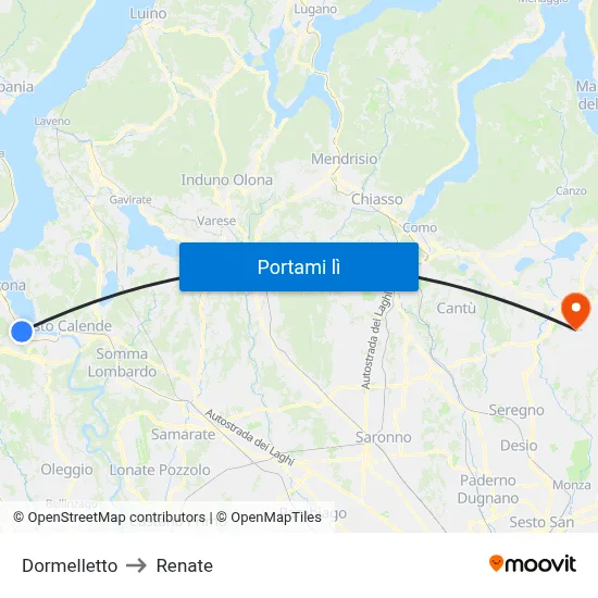 Dormelletto to Renate map