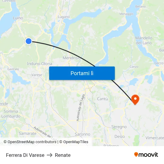 Ferrera Di Varese to Renate map