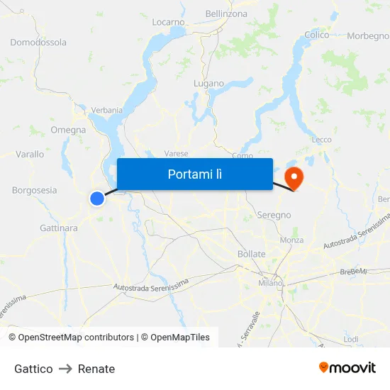 Gattico to Renate map
