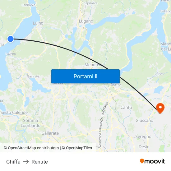Ghiffa to Renate map