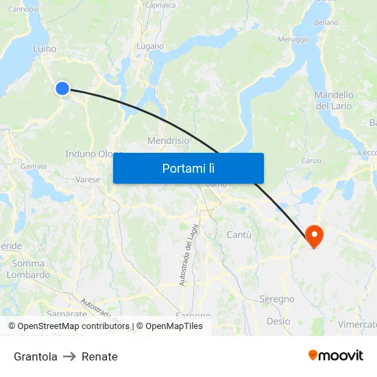 Grantola to Renate map