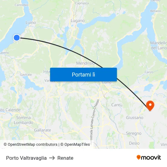 Porto Valtravaglia to Renate map