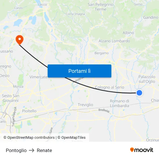 Pontoglio to Renate map
