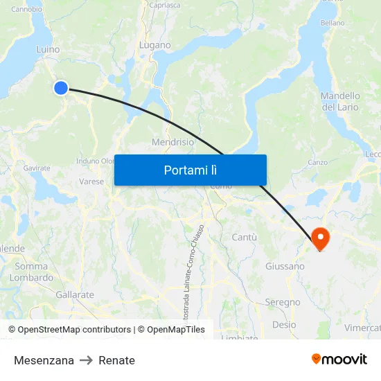 Mesenzana to Renate map