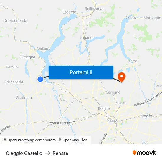 Oleggio Castello to Renate map