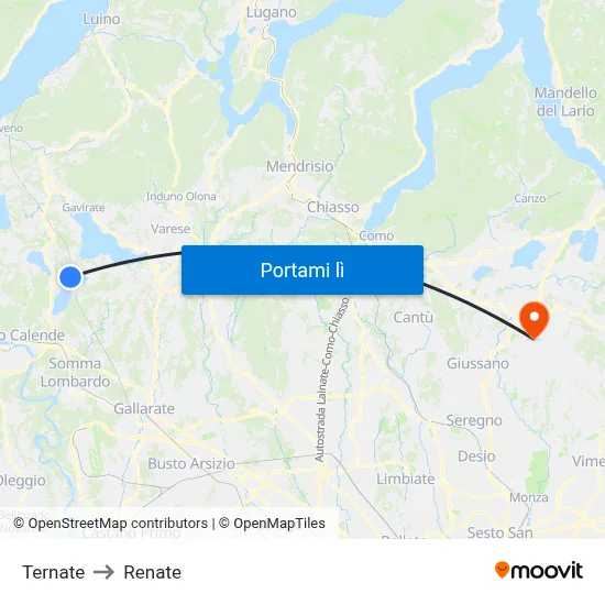 Ternate to Renate map