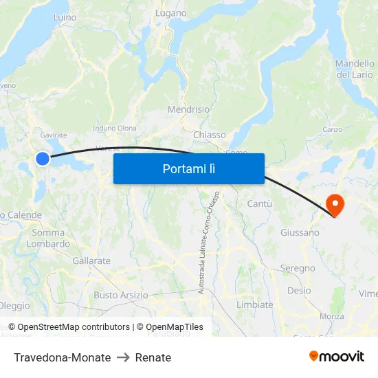 Travedona-Monate to Renate map