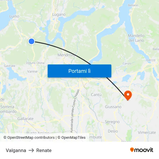 Valganna to Renate map