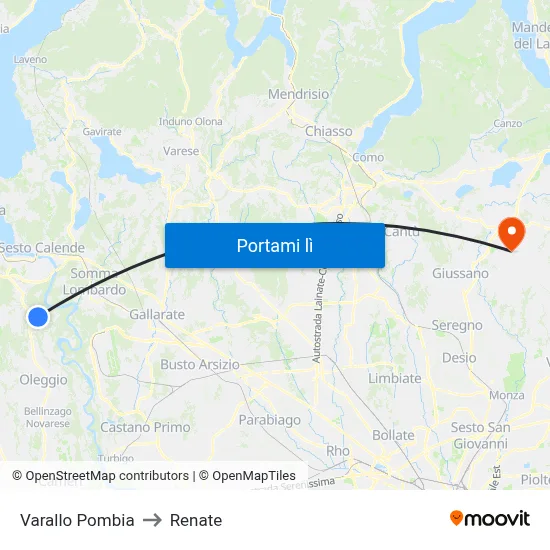 Varallo Pombia to Renate map